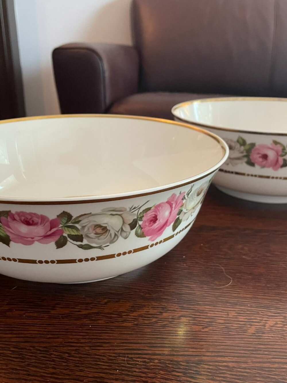 TWO Royal Worchester Royal Garden Pattern Serving Bowls Eng. Dot and Dash